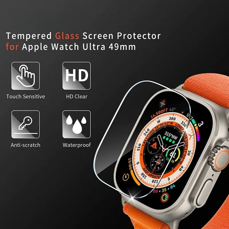 5PCS Tempered Glass for Apple Watch Ultra 49mm Anti-Scratch HD Film Packed in One Gift Box