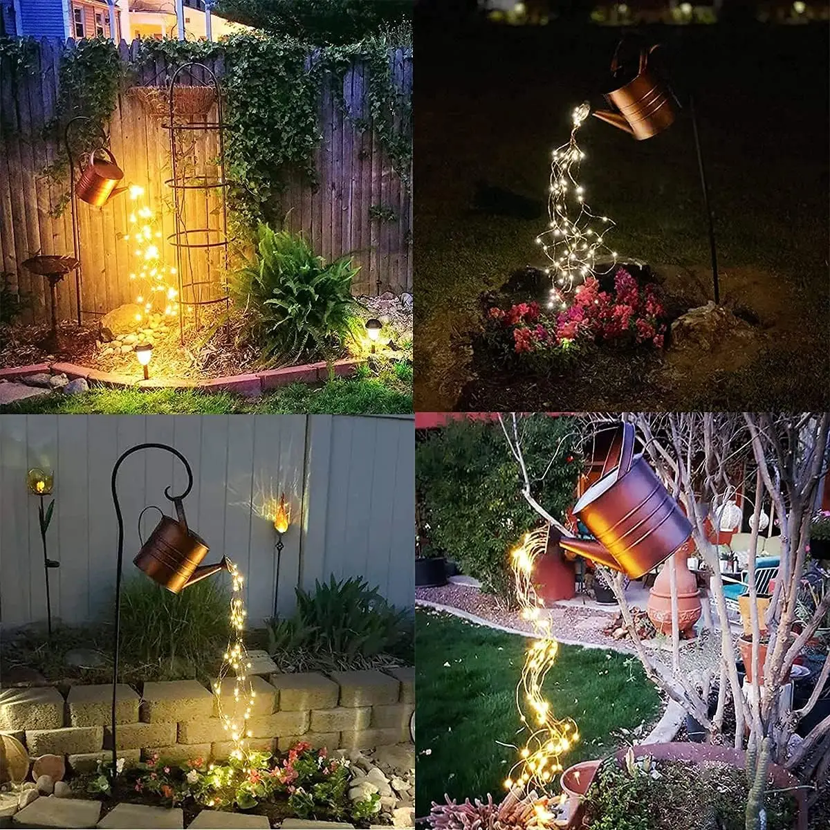 Luces solares para decoración de regadera al aire libre, linterna colgante impermeable para césped, Patio, jardín, regalo para abuela, mamá