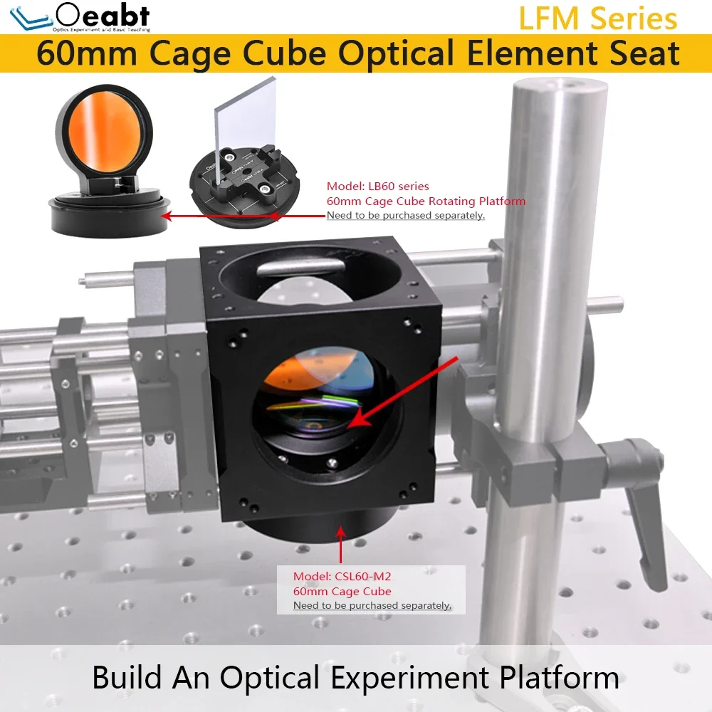 LFM Series  Rectangular Filter Mount Cage Cube Optic Mount with SM2 Threaded Bore 60mm Coaxial Cube Accessories Filter Holder