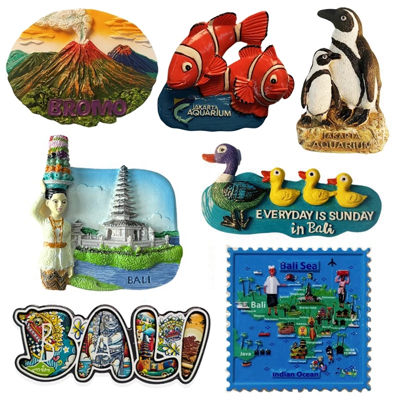 Bali, Indonesia Hand-painted 3D Fridge Magnets Tourism Souvenirs Refrigerator Magnetic Stickers Home Decor