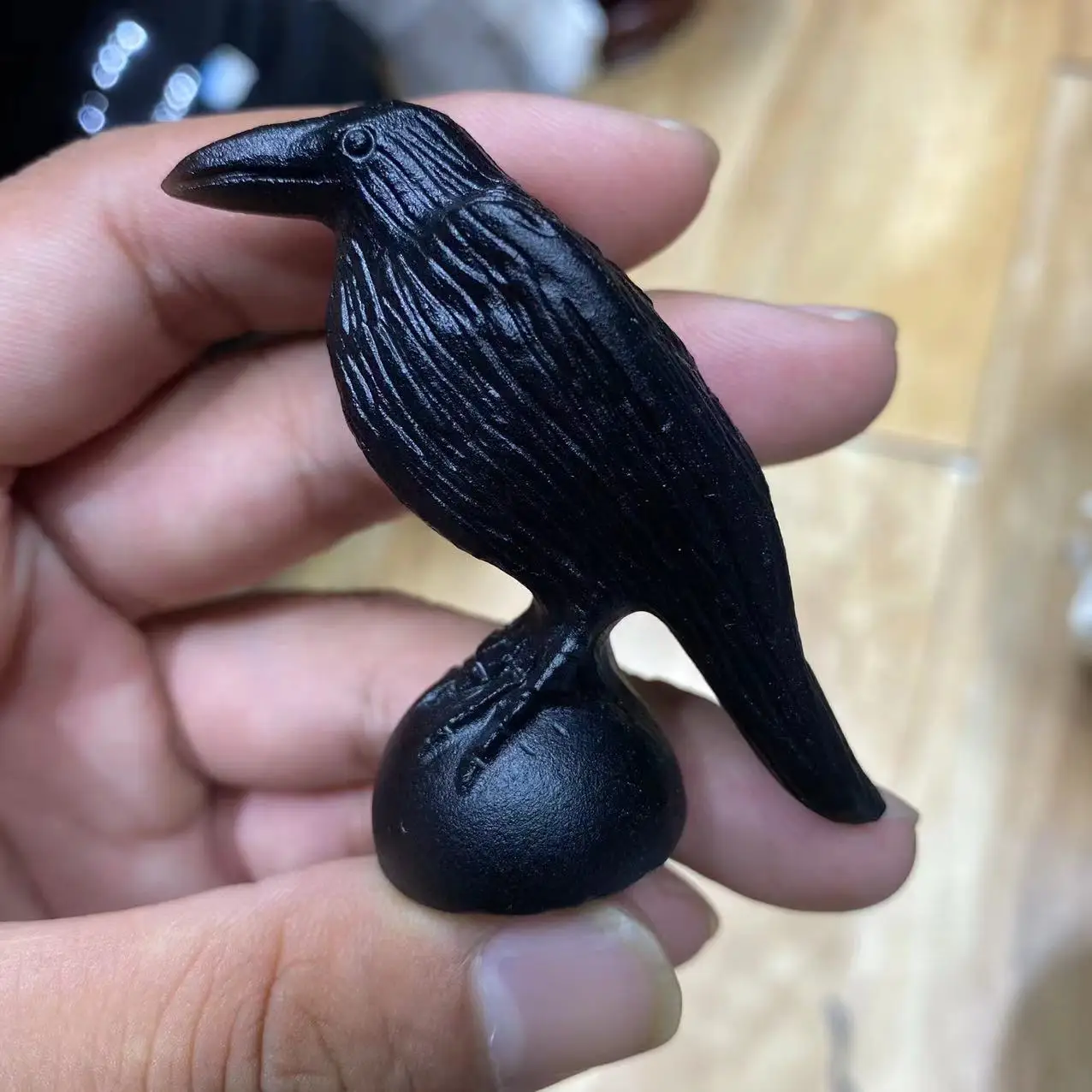 1/2/5PCS Natural Obsidian Stone Hand Carving Crow Birds Animal Figurine Crystal Healing Reiki Home Decor