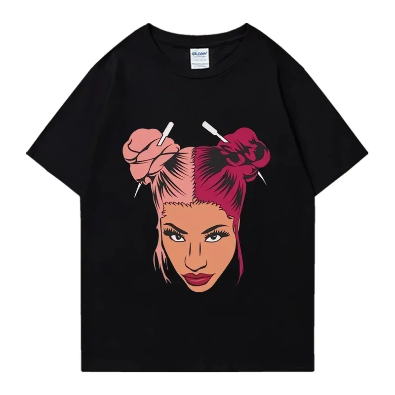 Rapper nicki minaj Cartoon art T shirt 2024 Men Women Oversized Hip Hop music streetwear Unisex Cute Cotton short sleeve T-shirt