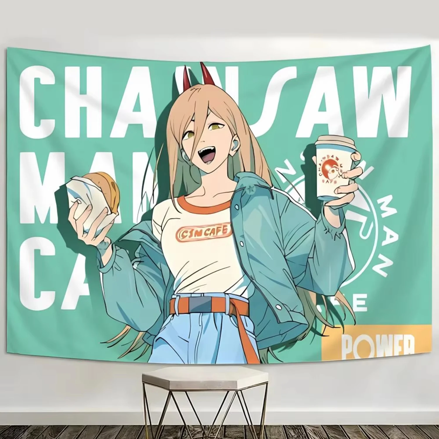 Wild Intense Anime C-Chainsaw Mans Characters Tapestry Soft Tapestry Wall Hanging Decor for Living Home Room Bedroom