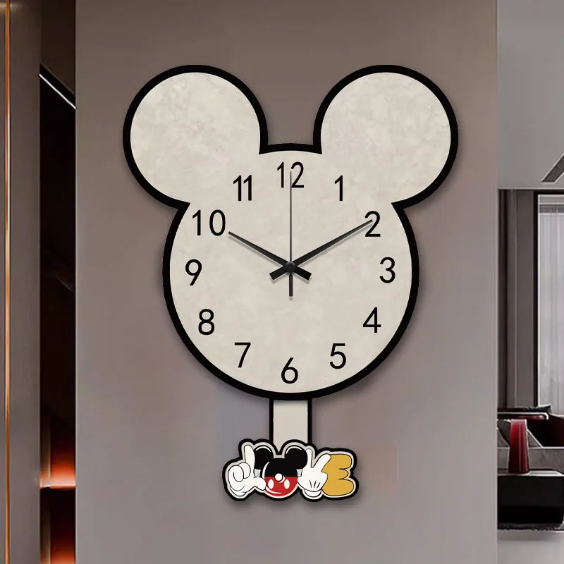 Mickey Cartoon Shaped Wall Clock Modern Silent Clocks 3D Creativity Wall Elegant Home Ornaments Home Decoration Living Rooms