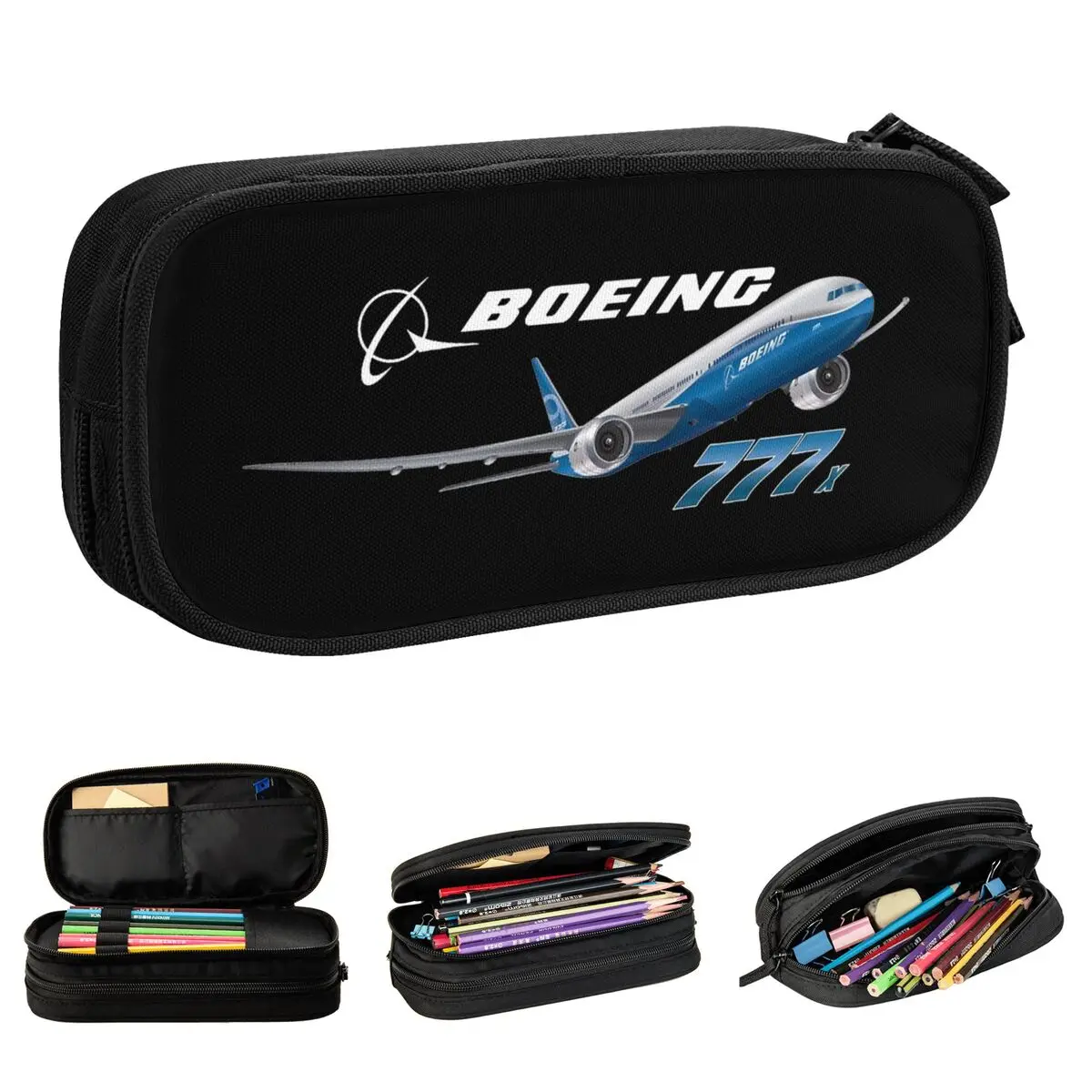 エアバス 777 鉛筆ケース飛行機鉛筆ケースペンボックス女の子男の子用大型収納袋学用品ギフト文具