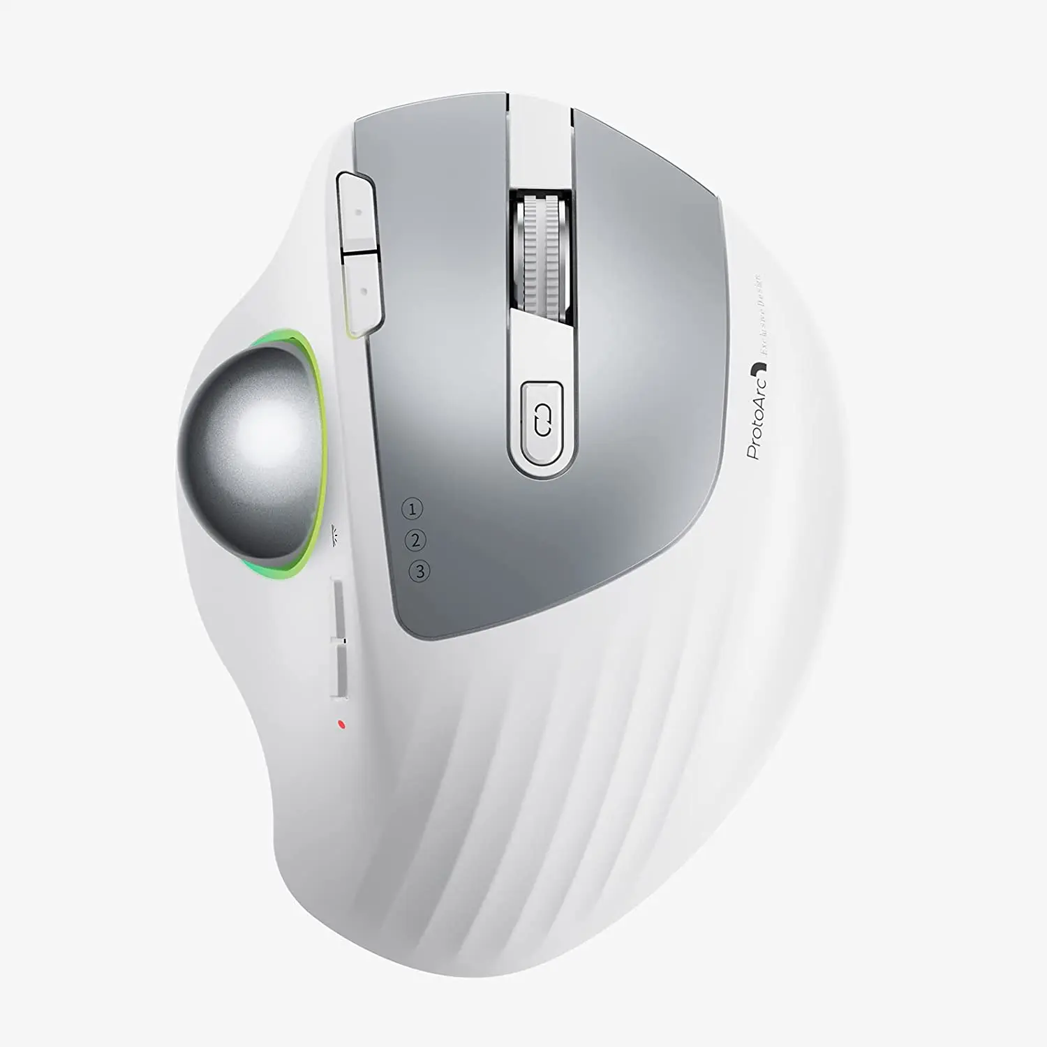 ProtoArc EM01 NL Wireless Trackball Mouse Rechargeable Bluetooth 2.4G Ergonomic Mice for PC iPad Mac Windows 3 Device Connection