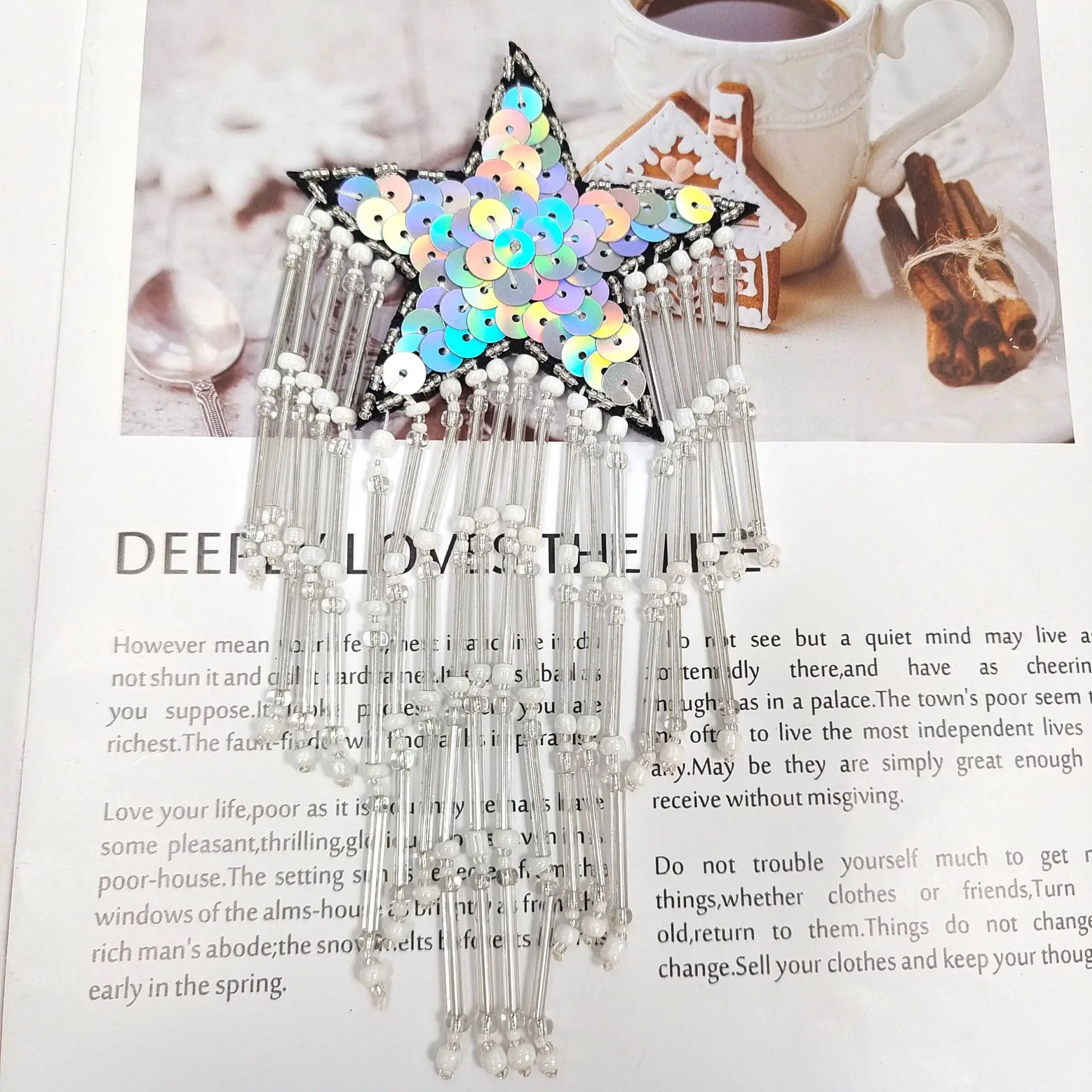 

1 шт., 8*18 см, пришитая нашивка, ручная работа, расшитая бисером, блестки, материал, пентаграммы с кисточками для одежды, макияж, головной убор, аксессуары «сделай сам»