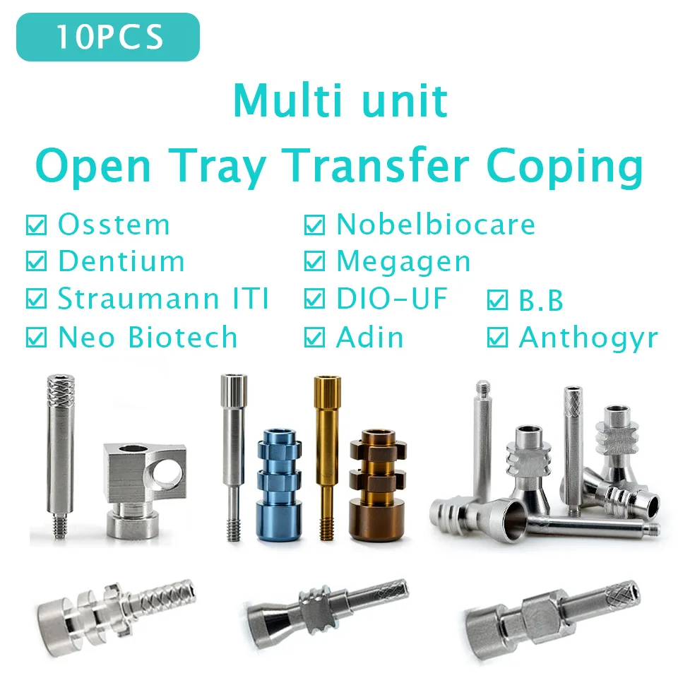 10Pcs Dental Multi Unit Open Tray Transfer Coping Compatible with Osstem Dentium ITI NEO Nobel Implant Impression Coping Lot