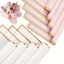 20sheets, Golden Edge Korean Plain Paper Korean Jelly Film Translucent Packaging Paper Bouquet Flower Art Wrapping Paper