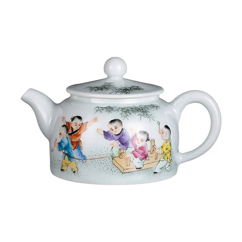 

Ceramic teapot single pot, Jingdezhen handmade hand-drawn Kung Fu tea 200ml brewed teapot