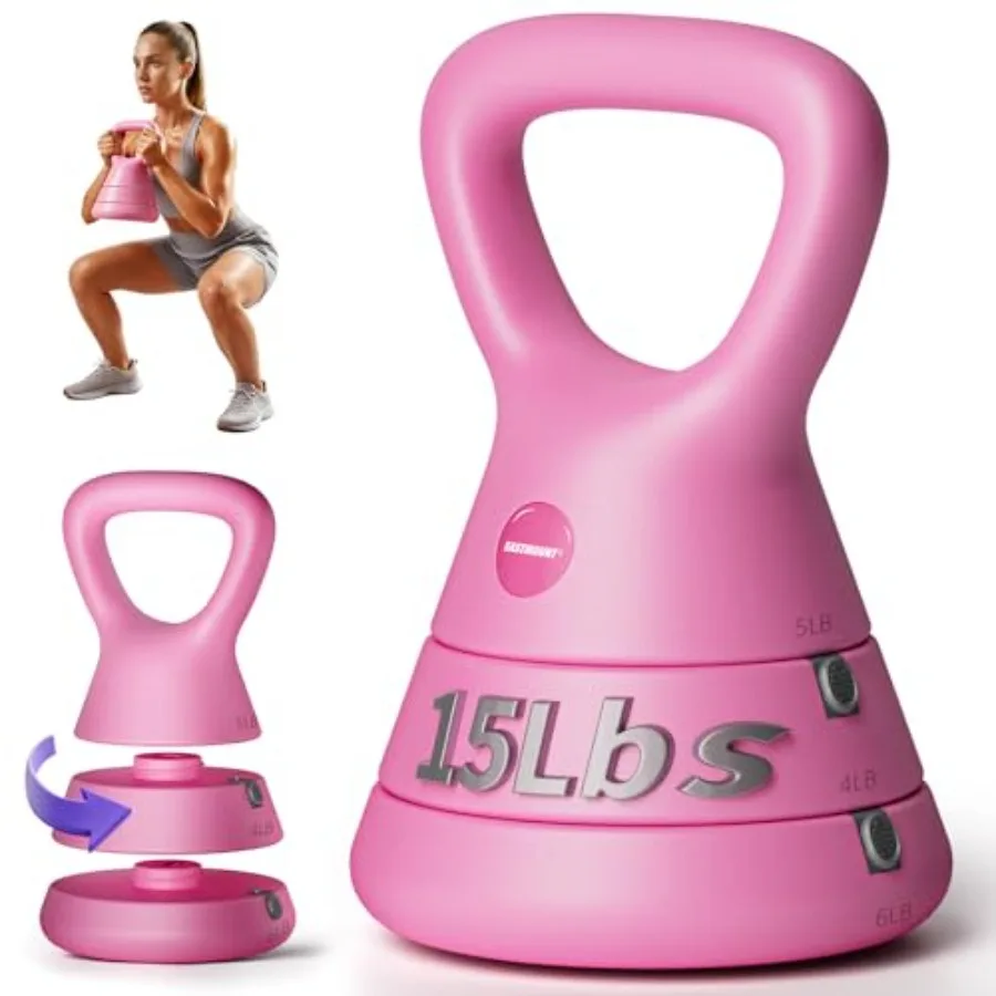

Home Gym Use: Cast Iron Kettlebell Set in Black 15LB Adjustable 5/9/15 LB Wide Triangle Handle Wrist-Friendly Design for Full-B