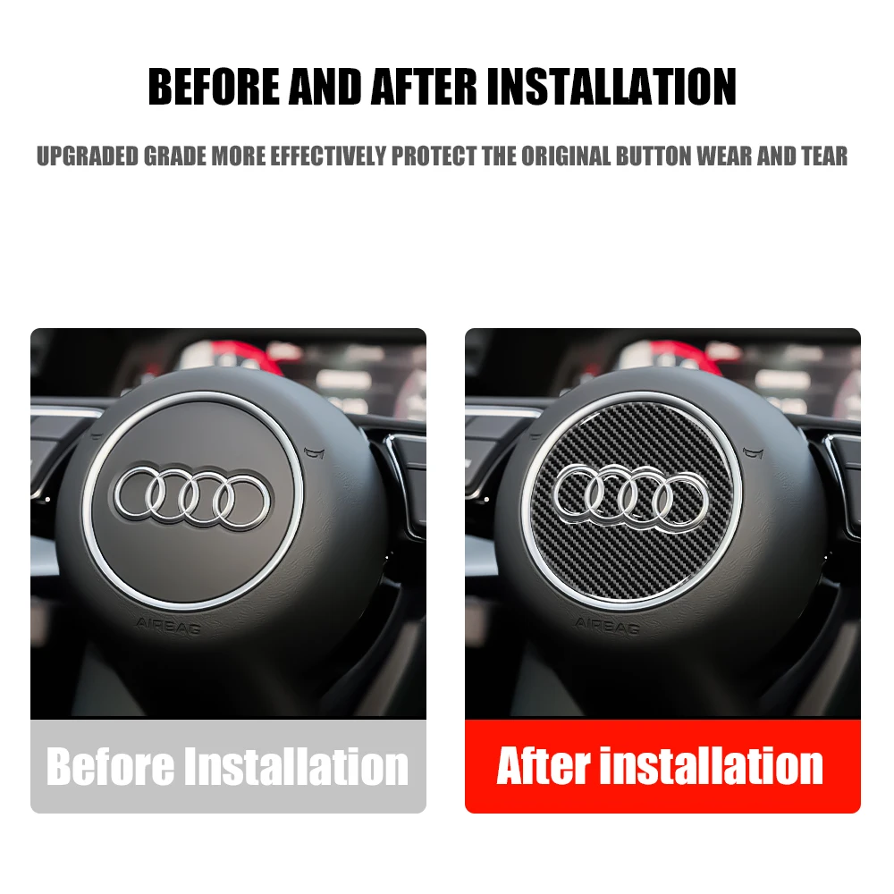 Car Steering Wheel Ring Trim Carbon Fiber Sticker Cover Decoration Auto Accessories For Audi A4 B8 A3 8P A6 C7 8V B9 B7 B6 C6 A5 - view 6