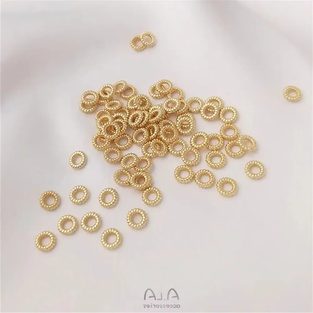 

14K plated gold Color Twist closed ring accessories 4.5mm manual link ring DIY bracelet head jewelry bead ring