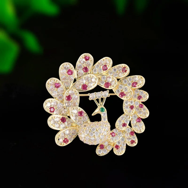 Peacock Open Screen Brooch Elegant Graceful Affordable Luxury Style Clothing Coat Overcoat Accessories Corsage High-Grade Zircon