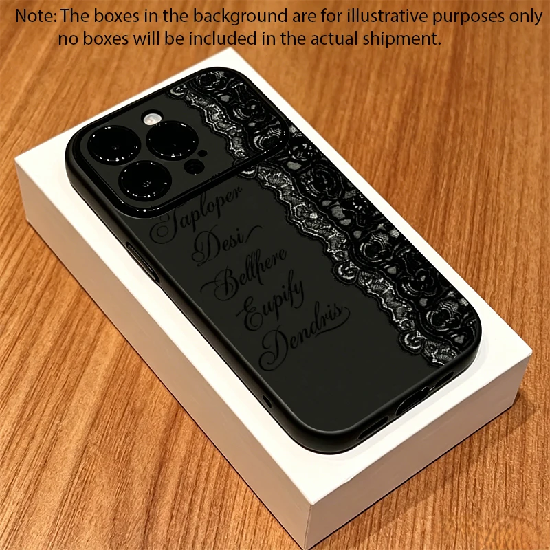 Vintage Black Lace Print Phone Case For iPhone 17 16 15 14 13 12 11 Pro Max XS X XR 16 Plus 17e 16e Shockproof TPU Bumper Cover