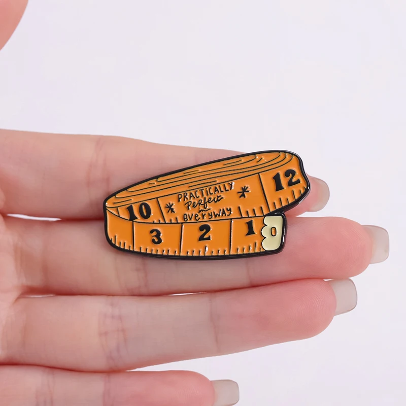 Practically perfect everyway Enamel Pin Cartoon Tape Measure Brooch Lapel Badge Jewelry Accessories Gifts For Women Friends