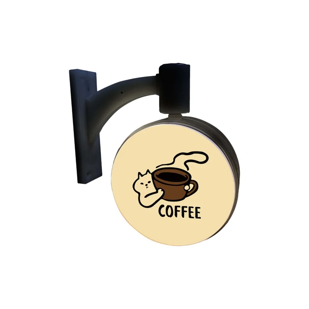 Magnetic Coffee Corner Light Sign Rotatable Retro Glowing Cat Fridge Magnet Soft Light Cartoon Cat Lamp Label Refrigerator Patch