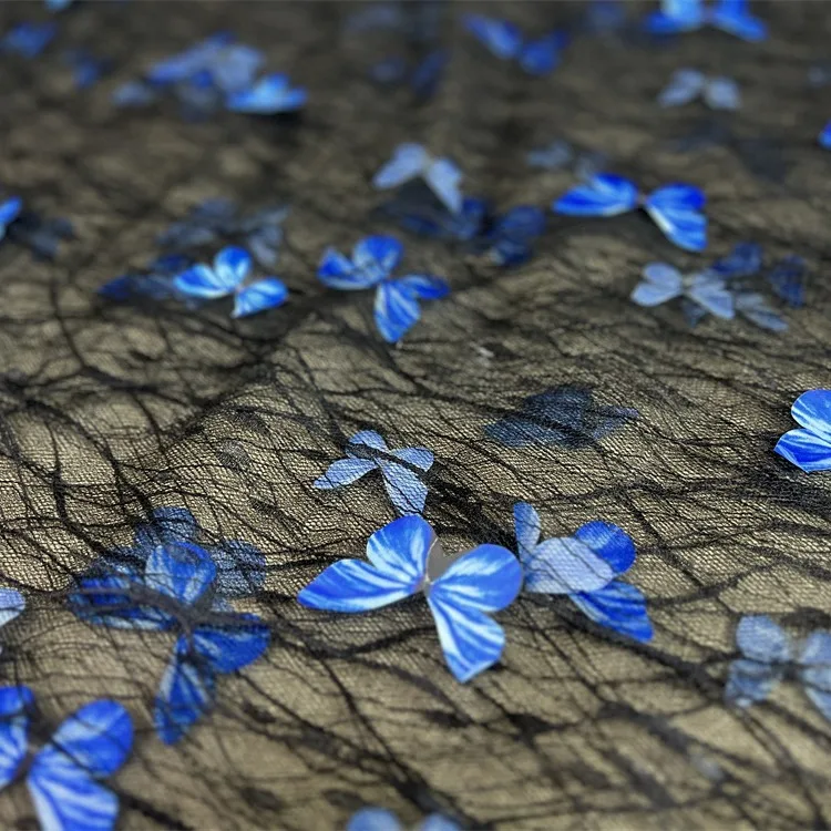 2Yds 130cm Wide 3D Laser Embroidered Butterfly Lace Fabric – Tulle Mesh Material for Children's Dresses and DIY Projects F011