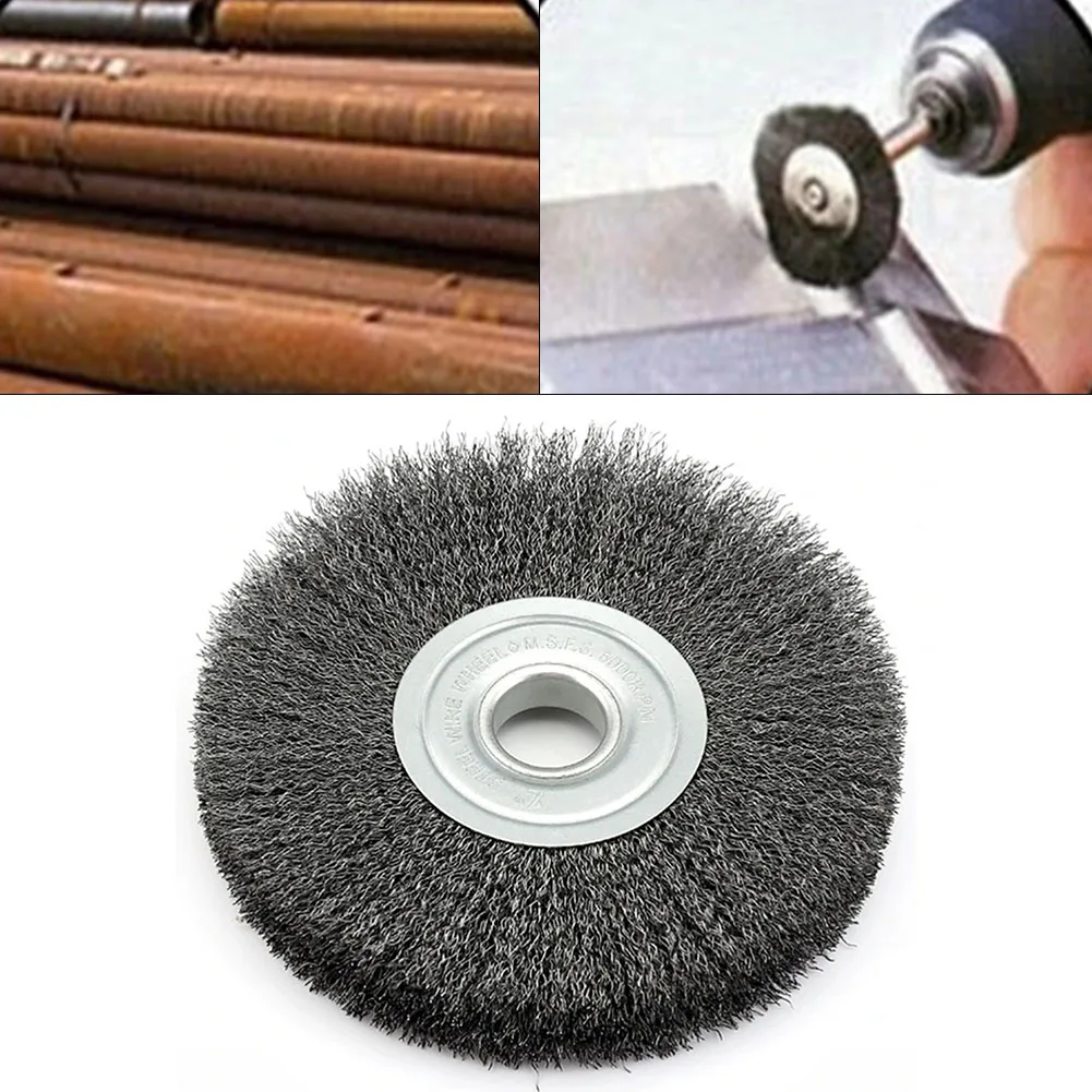 1pc Wire Brush Wheel Cup Brush Flat Crimped Stainless Steel Wire Wheel Brush For Angle Grinder Rust Removal Cleaning Tool