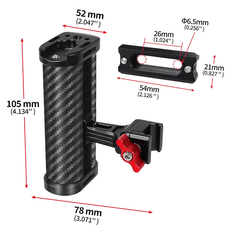 Leichte NATO-Schienenklemme, seitlicher Griff oben, Schnellverschluss-Aluminiumlegierung für Sony Canon Nikon DSLR-Videokamera-Käfig-Rigs – Detail 21