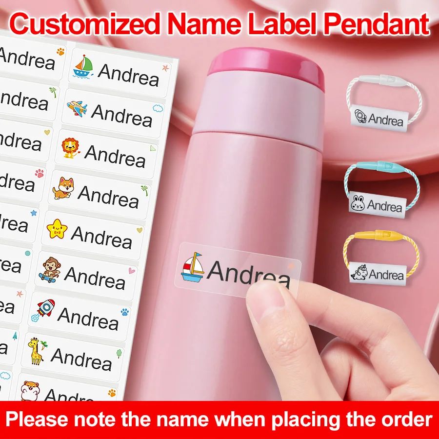 

Name Tag Sticker Custom Waterproof Shoes Tag Rope Decals Personalized First Name Label for Children School Stationery Bottle