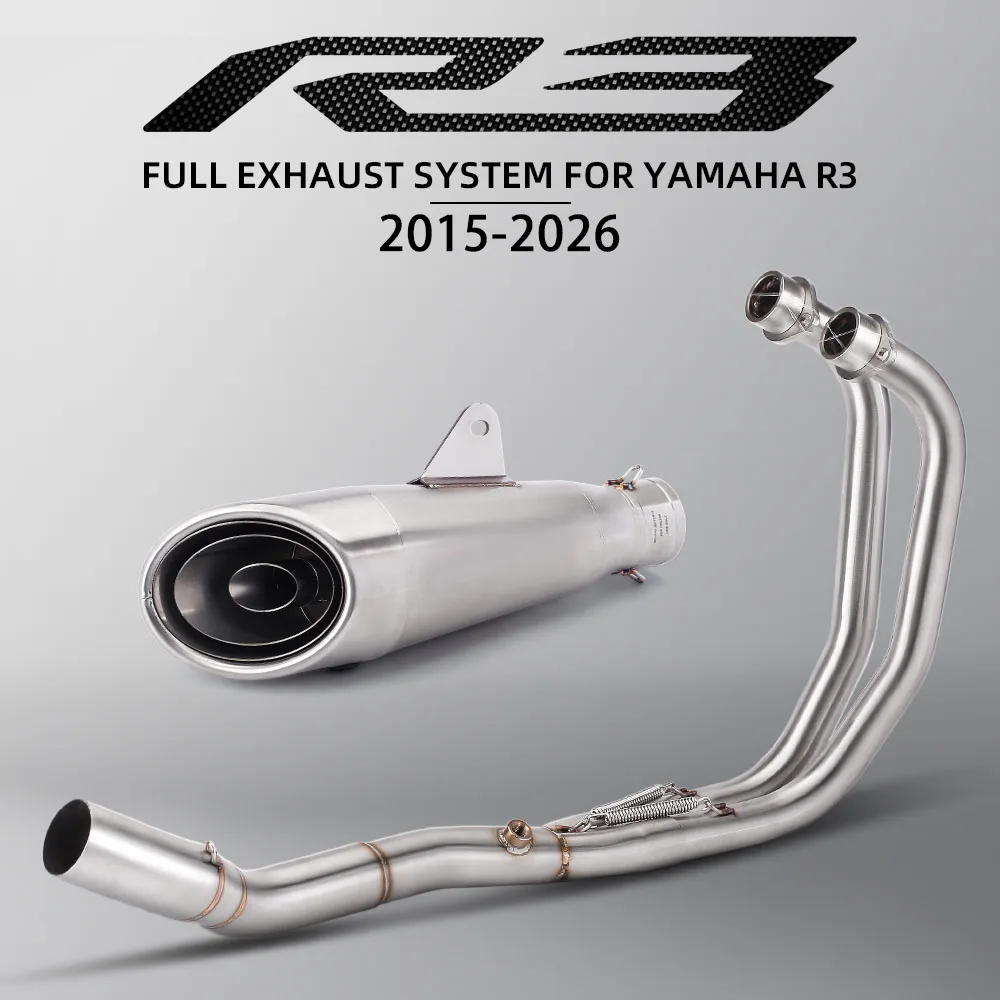 

Выхлопная система для мотоциклов Yamaha R3, R25, MT03, MT25 2015-2026: выпускной коллектор, глушитель с DB Killer, комплект для тюнинга.