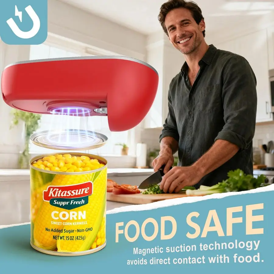 OneTouch Rechargeable Electric Can Opener Easy Flex Side Cut All Can Sizes with LED Display and Smooth Edge Safety for Arthritis