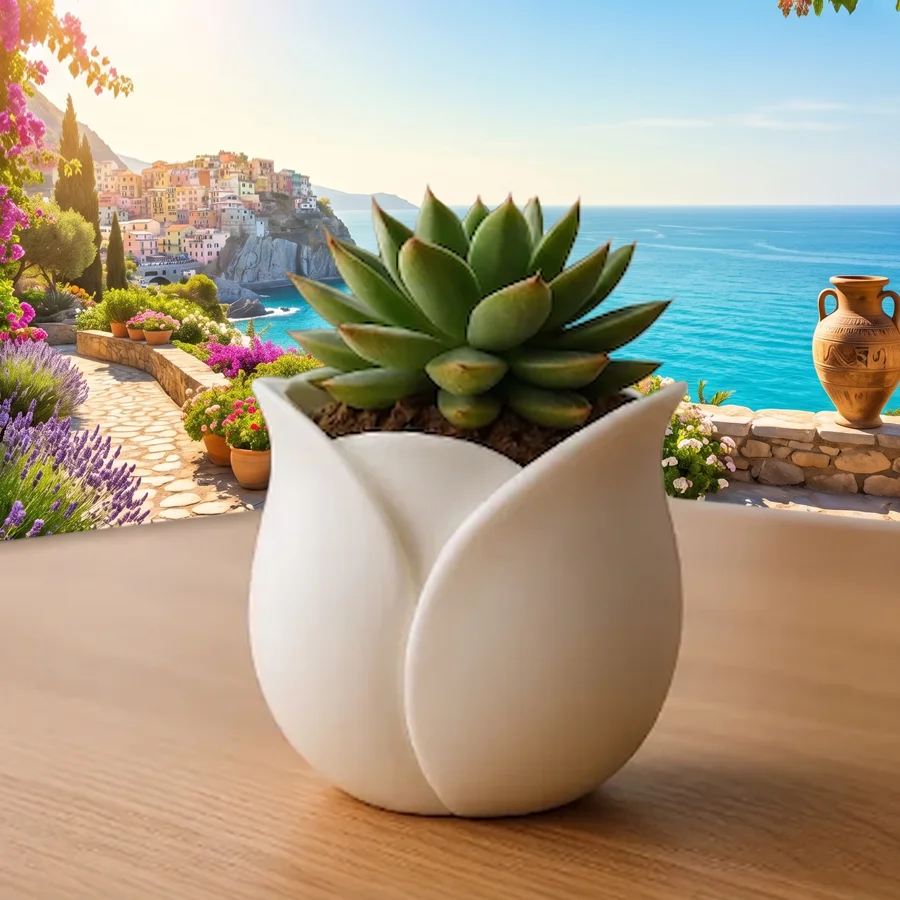 Tulip Flower Pot for Money Plant and Succulents, Lightweight Plastic Flower Pot, Modern Home Decoration, Suitable for Indoor