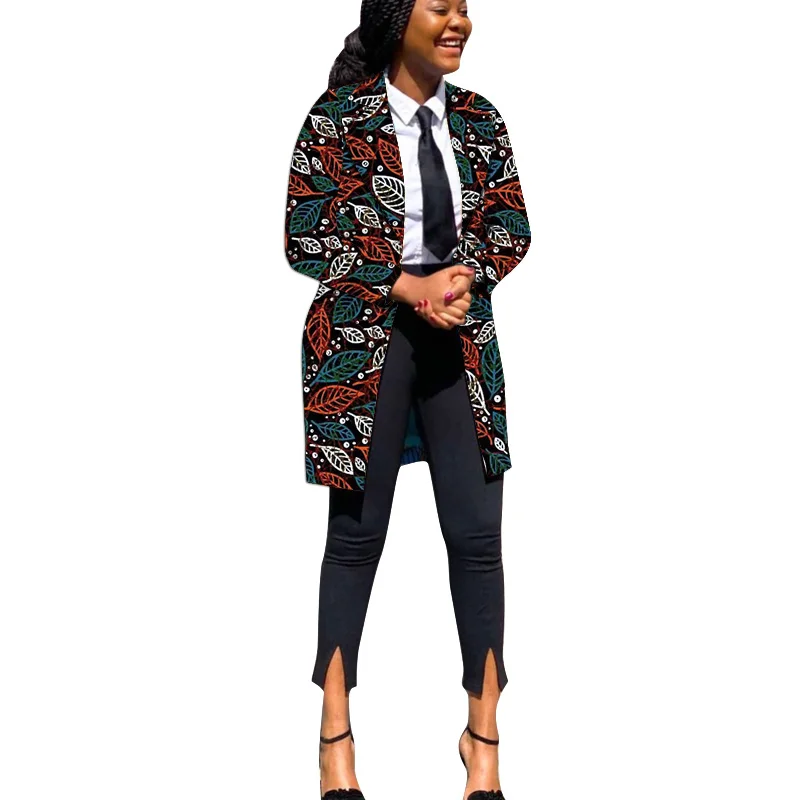 African Fashion Women\'s Blazer Colorful Print Long Suit Jackets For Office Lady Over Size S-6XL