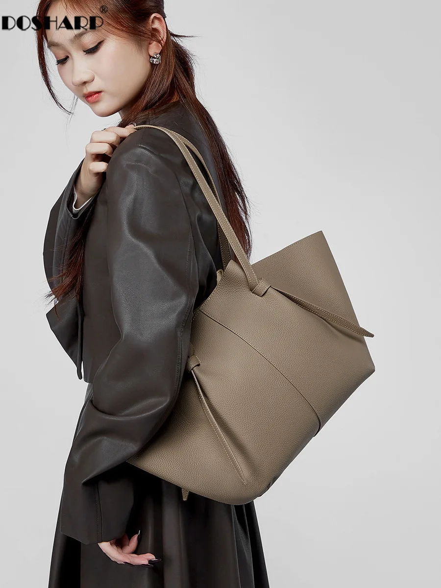 

Large Capaci Leather Women's Tote Bag Doarp Bat Wing ape Commuter Handbag Soft Handle Double oulder Strap Square ape