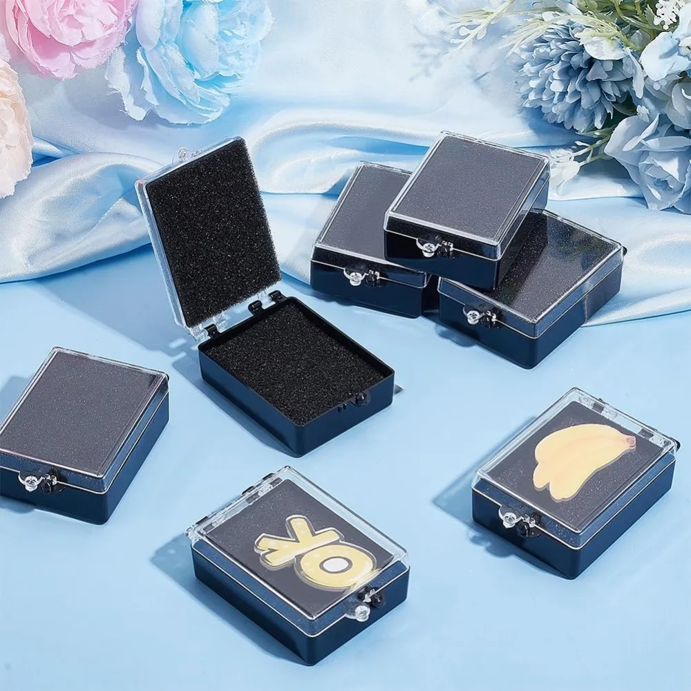 Black Plastic Brooch Storage Boxes with Protective Foam