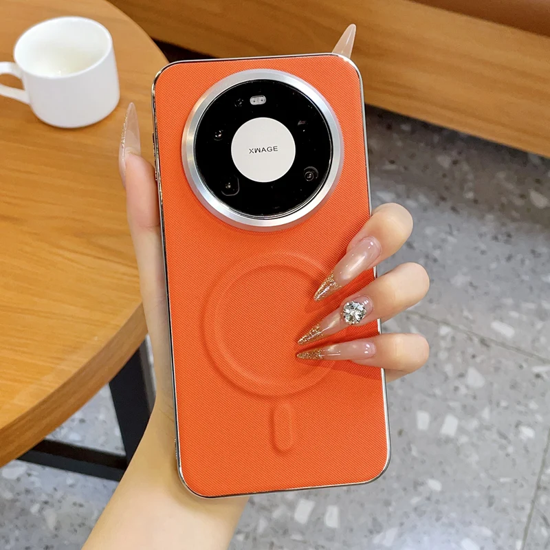 For Huawei Mate 80 ProMax Mate 70 60 Pro 5G Case Luxury Leather Magnetic Wireless Charging Shockproof Protection Hard Back Cover