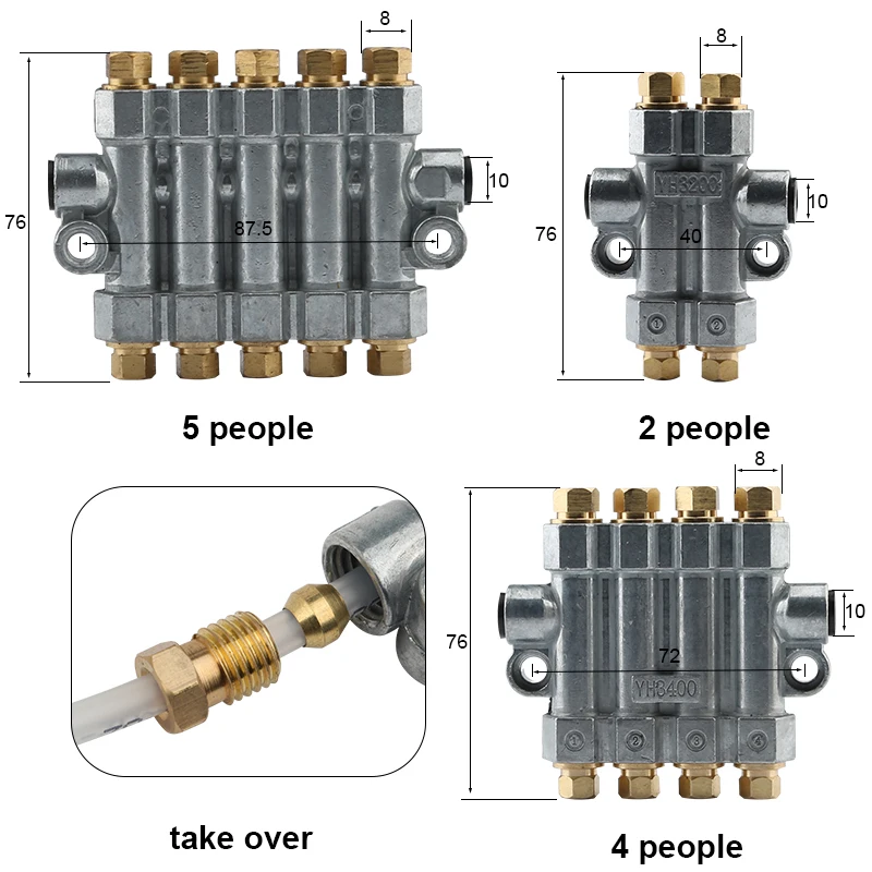 Test Capacity Grease Distributor Pressure Release Piston Separator Valve Distributor 2 3 4 5 Centralized Lubrication System