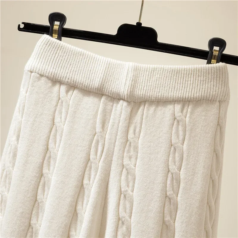 Winter Knitted Wide Leg Pants Women High Waist Loose Knitted Straight Leg Pants Casual Cropped Wide Leg Pants Female Tops Y2k