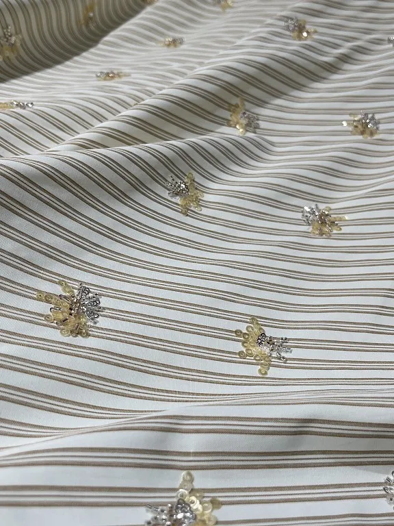 

Fashion Designer Striped Shirt Casual Cotton Floral Embroidery Beaded Embroidered Cloth