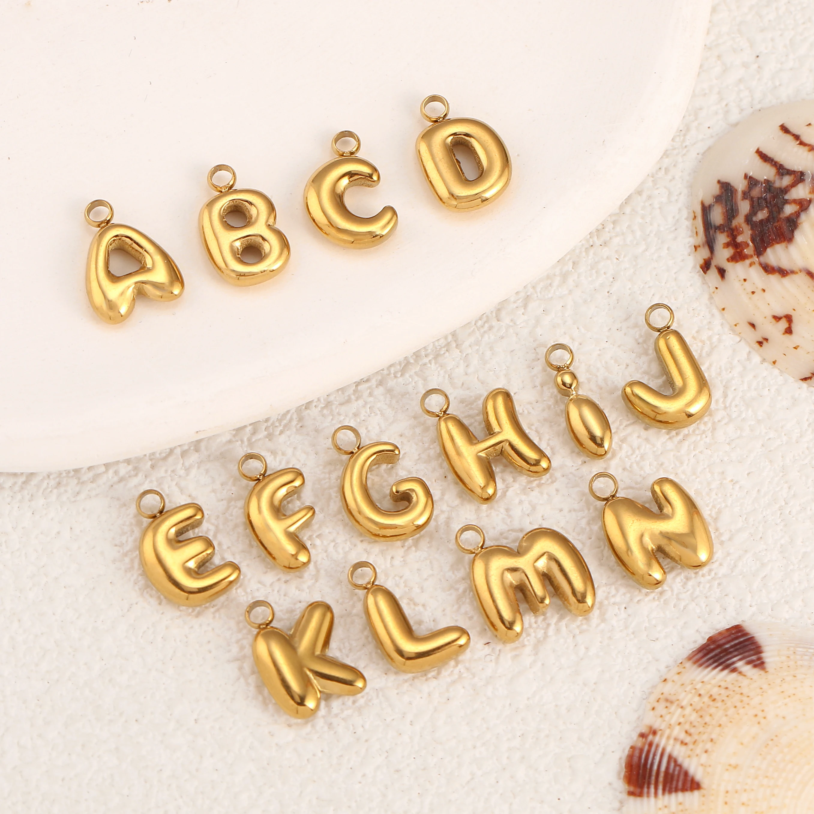 3 Stücke Blase Buchstaben Charms Fadeless Gold Farbe PVD Überzogene Ballon Alphabet A-Z Anhänger DIY Initial Halsketten Frauen Schmuck Machen – Detail 4