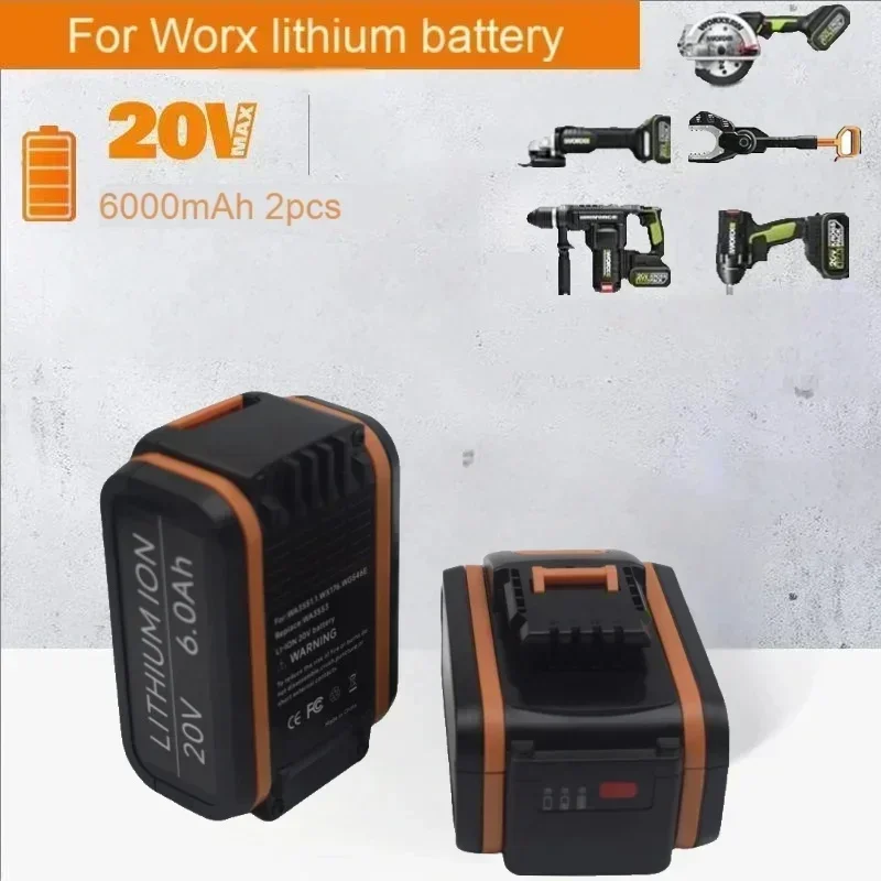 5,0 Ah -12,0 Ah 20 V lithium-ion oplaadbare batterij, compatibel met Worx-gereedschap als een 20 V-vervangende batterij
