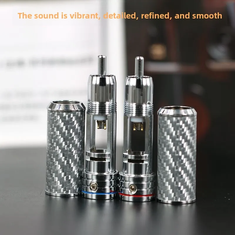 Carbon fiber hollow RCA pedicle copper rhodium plated lotus plug HiFi audio signal cable RCA connector terminal