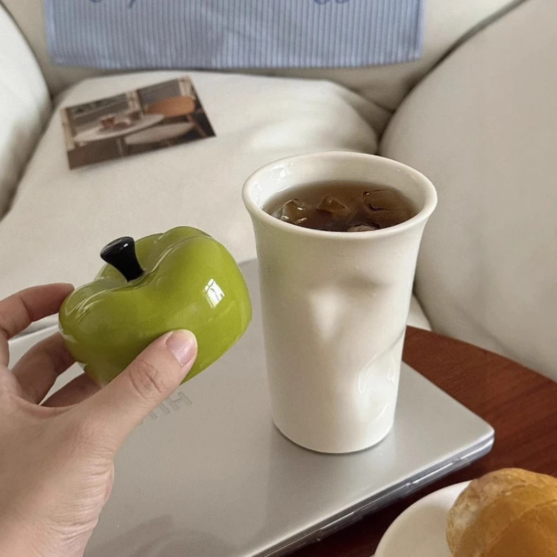 

Creative Ceramic Apple-shaped LIDS Cups Home Office Use Funny Drinking Cups As Gifts Household Drinking Utensil Accessories