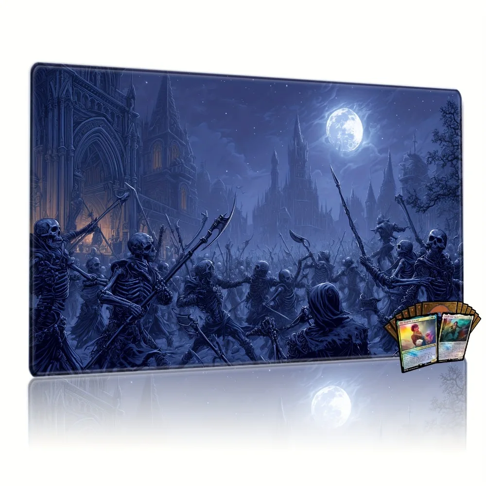 The Necromancer Army and Moonlight Castle TCG Game Pad Dark Fantasy Siege Game Pad, featuring Gothic Necromancer art and ghost