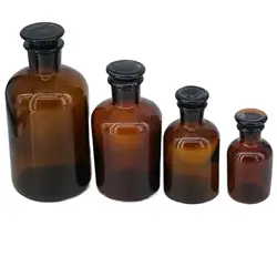 30/60ml Narrow Mouth Reagent Bottle Brown Amber Glass with Ground in Glass Stopper Lab Chemistry Glassware