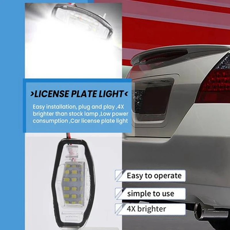 2Pair Car Led License Plate Light License Plate Light Lamp For Honda Civic Honda Accord Black