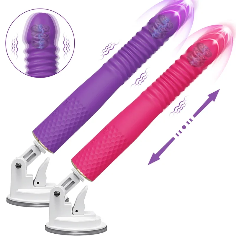 Consolador vibrador realista de empuje para mujeres, máquina sexual telescópica automática, punto G, estimulación Anal del clítoris, Juguetes sexuales para adultos 18