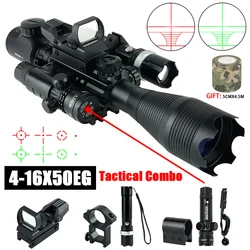 4-16X50EG Scope Laser Flashlight Red Red Dot Combo Tactical Riflescope Long Range Shooting Optic Sight Hunting Rifle Scopes