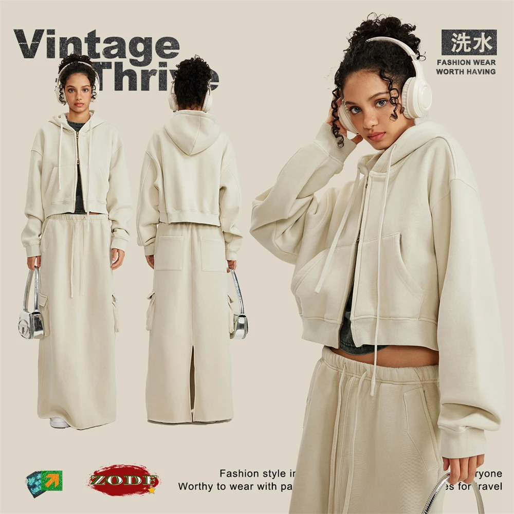 2025 sudaderas con capucha cortas con cremallera para mujer, abrigo holgado de lana gruesa con capucha y cremallera, ropa de calle