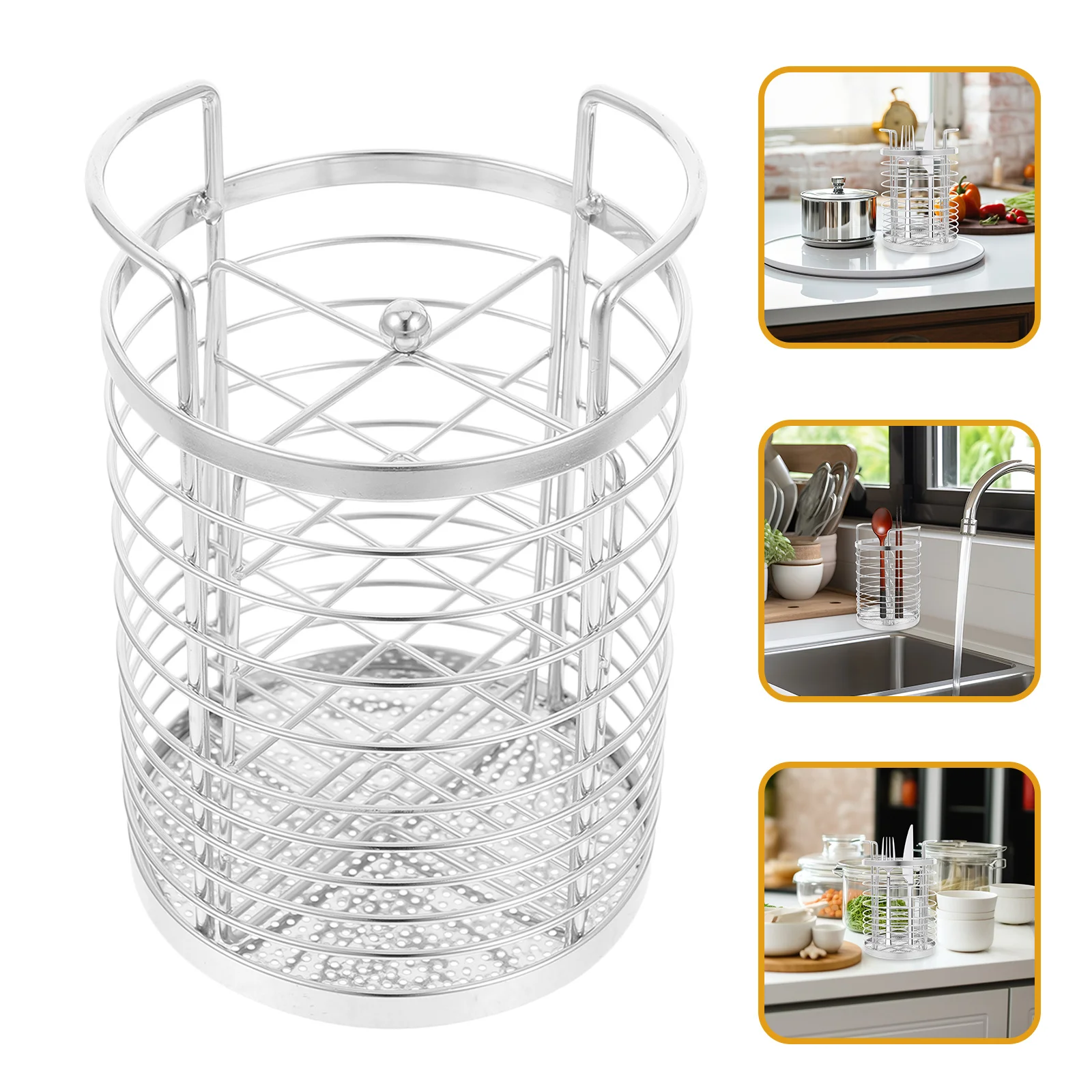 

Knife Fork Spoon Holder Stainless Steel Kitchen Utensil Organizer Removable Divider Cutlery Storage Rack Silverware Stand