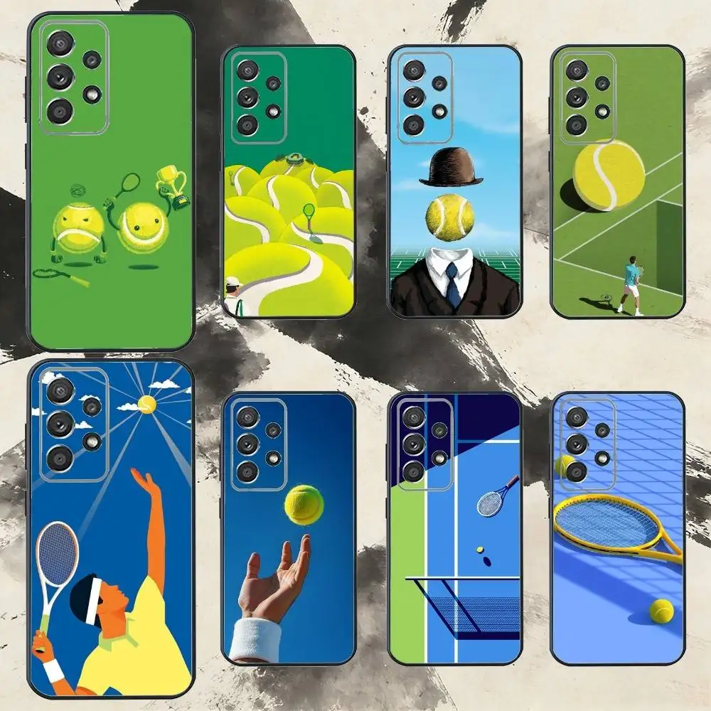 

T-Tennis Balls Phone Case For Samsung S25,S24,S21,S22,S23,S30,Ultra,S20,Plus,Fe,Note,10,9,5G Black Cover
