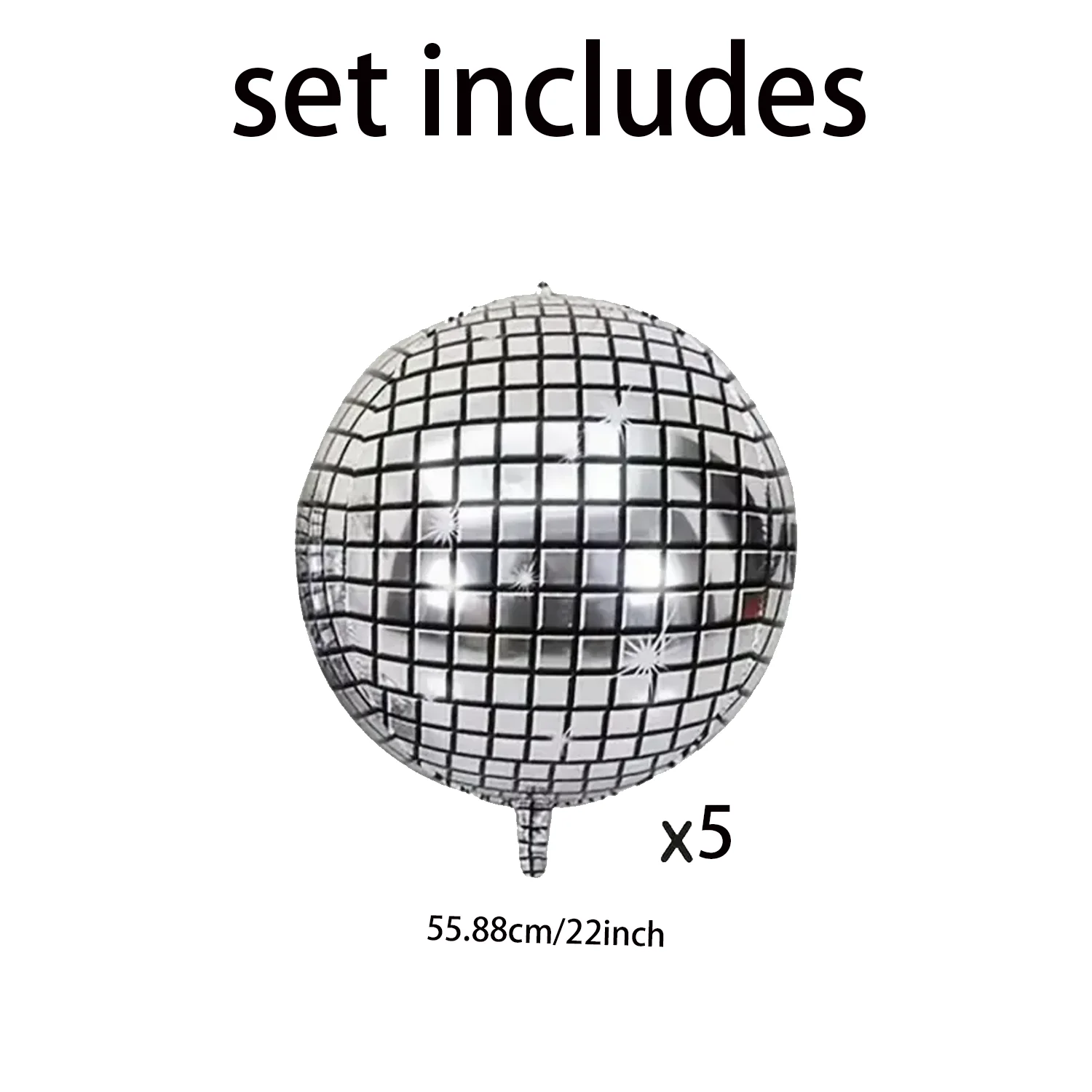 Silberne Disco-Ballons eignen sich für Geburtstagsfeiern, Jubiläen, 70er- und 80er-Jahre-Themenveranstaltungen, Cocktailpartys und Tänze. – Detail 1