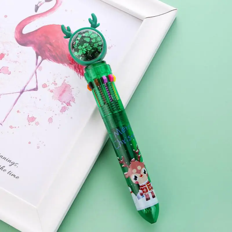 Cute Christmas Santa Claus 10 Colors Ballpoint Pen Kawaii Retractable Rollerball Pen Gifts School Offices Stationery Accessories