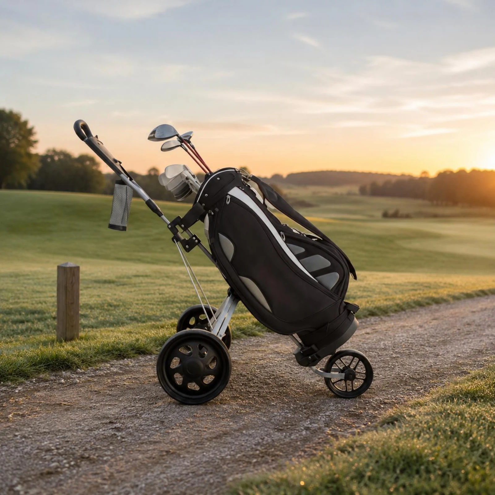 

Three-Wheel Golf Bag Transporter Lightweight Foldable Golf Bag Transporter Sports Gear Carrier Aluminum Alloy Telescoping Handle